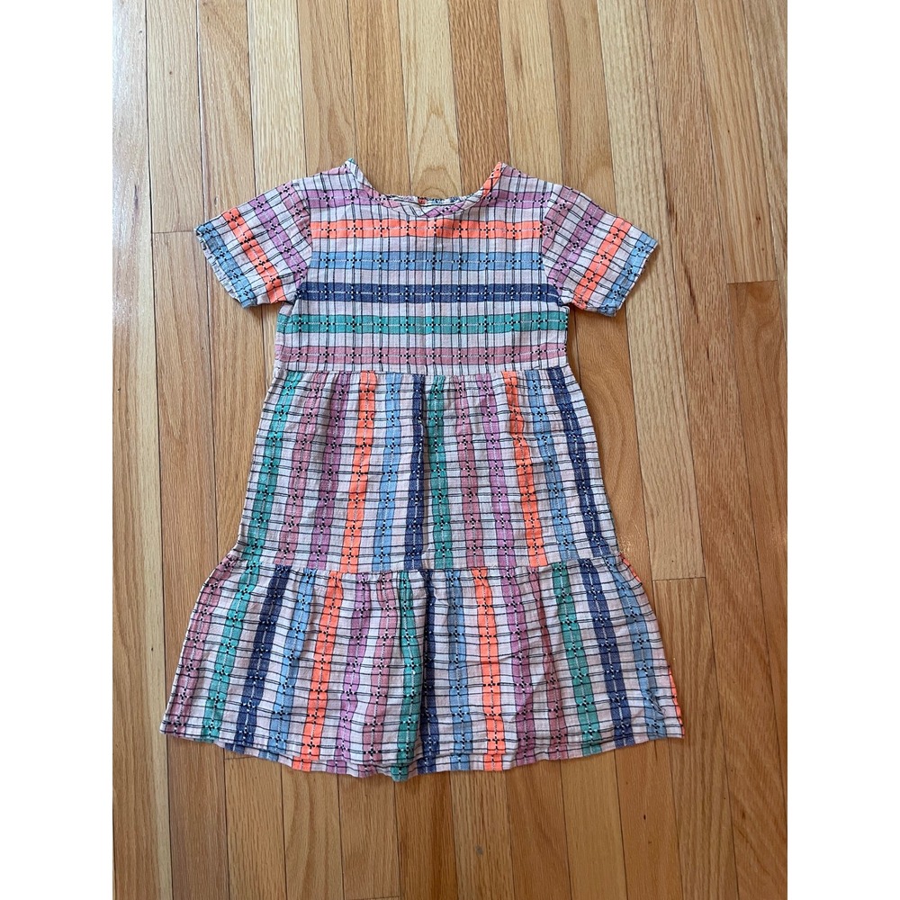 Ace & Jug Plaid Tiered Dress Multi-Color Smocked Back 4Y‎